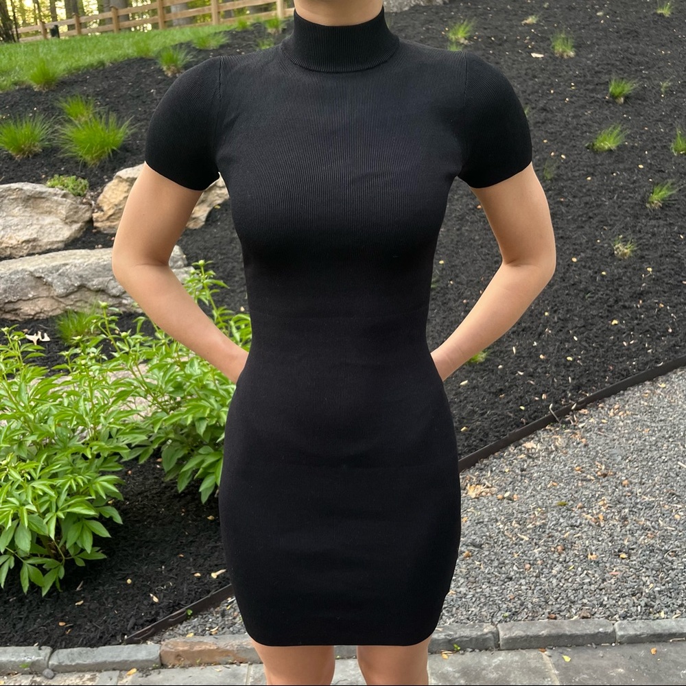 MICHAEL KORS black mock-neck mini dress